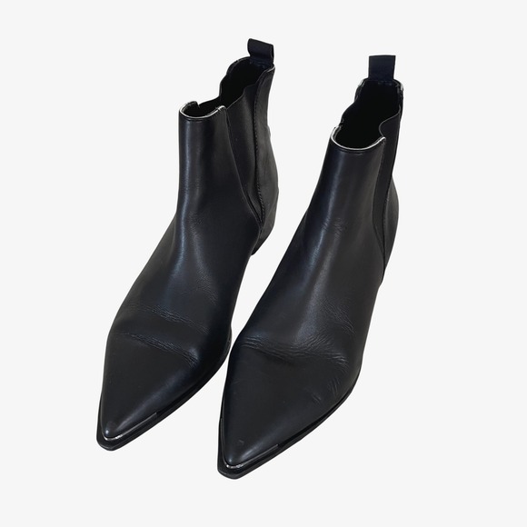 Acne Studios Shoes - Acne Studios Jensen Chelsea Boots Women 38 Black Pointed Toe Leather Metal Tip